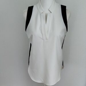 White and Black Sleeveless Top